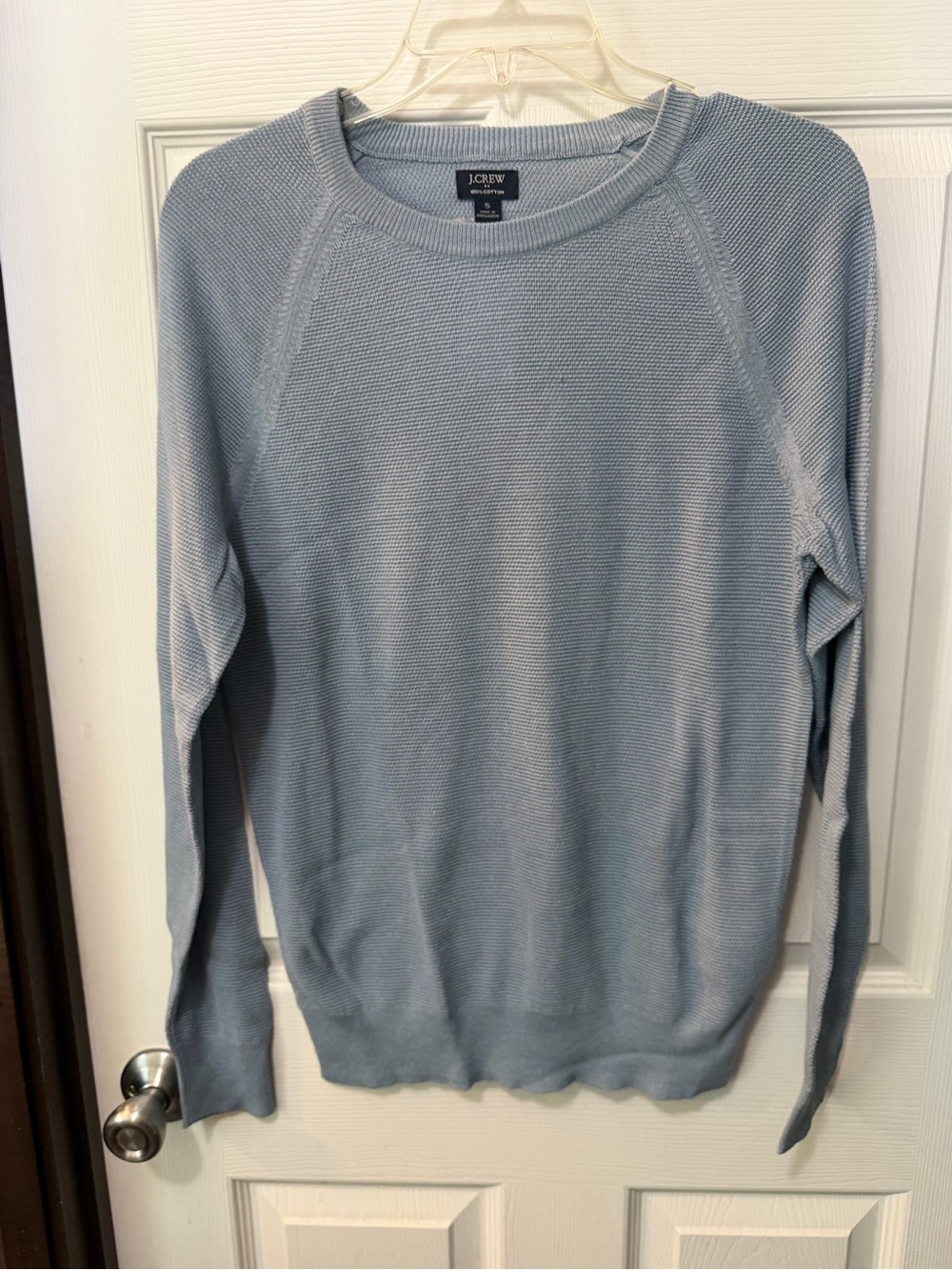 NWT J. Crew Men's Light Blue Crewneck Cotton
Subtle Waffle Knit Sweater Sz S
